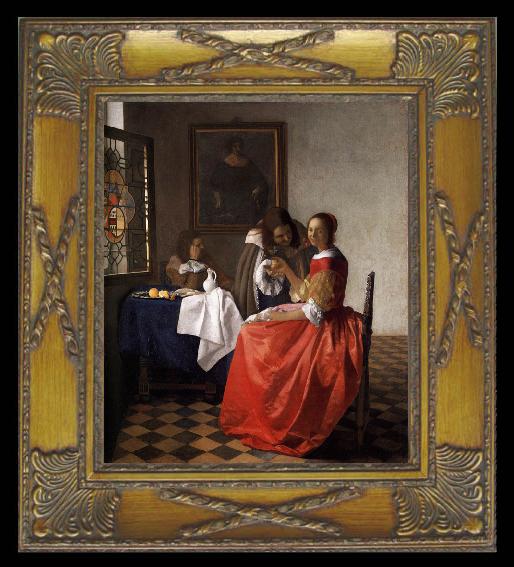 framed  VERMEER VAN DELFT, Jan A Lady and Two Gentlemen t, Ta067